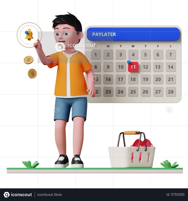 Man getting paylater notification  3D Illustration