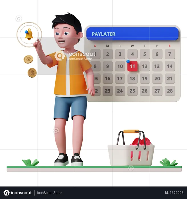 Man getting paylater notification  3D Illustration