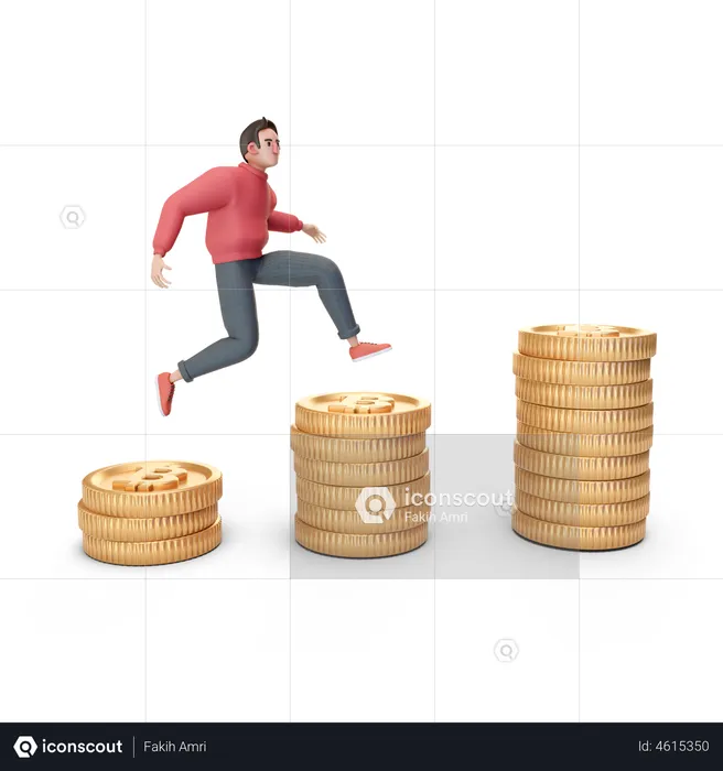 Man getting profit from crypto  3D Illustration