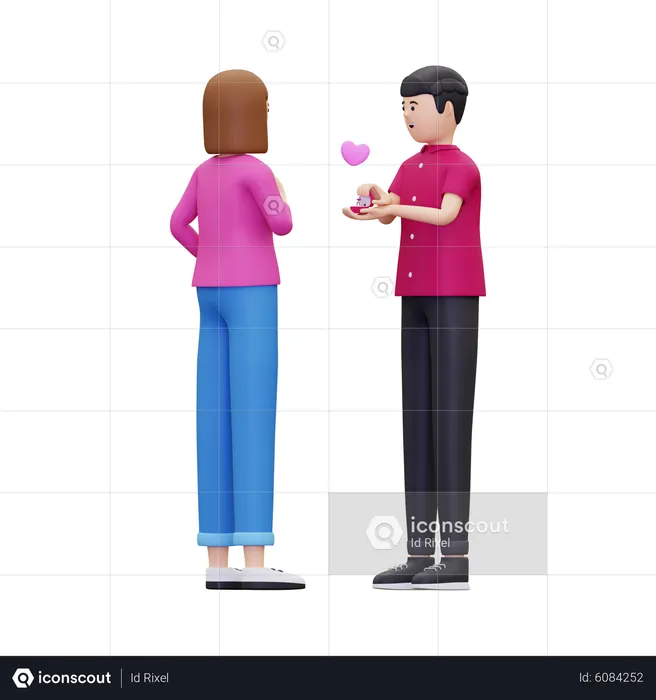 Man giving an engagement ring to a woman  3D Illustration