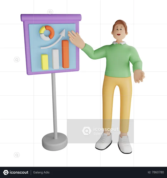 Man giving business Presentation  3D Illustration