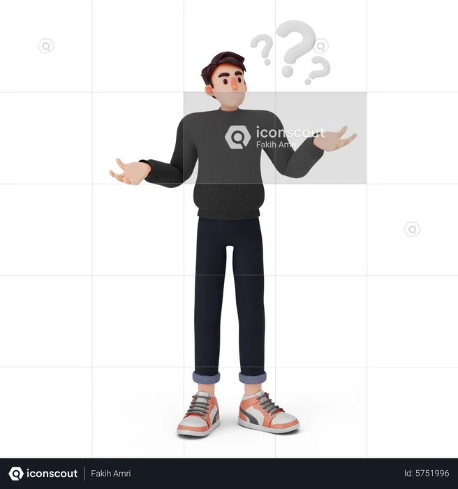 Man giving confused pose  3D Illustration