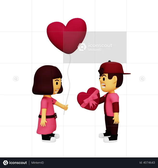 Man giving heart on valentines  3D Illustration