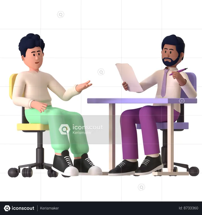 Man Giving Job Interview  3D Illustration