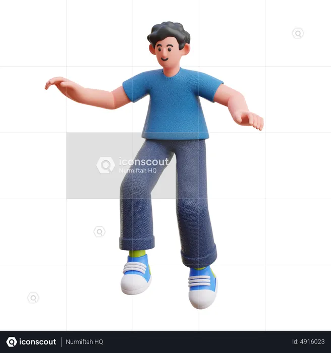 Man giving jumping pose  3D Illustration