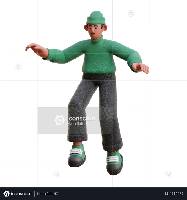 Man giving jumping pose  3D Illustration