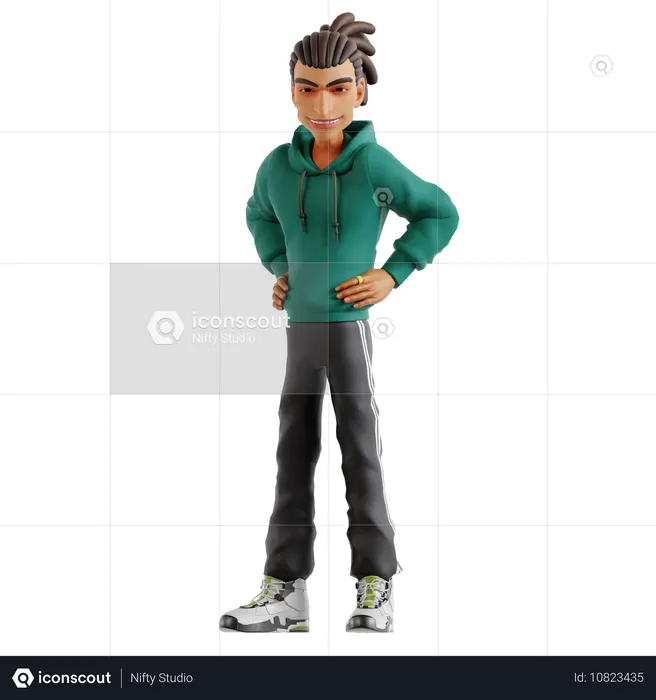 Man giving pose for selfie  3D Illustration