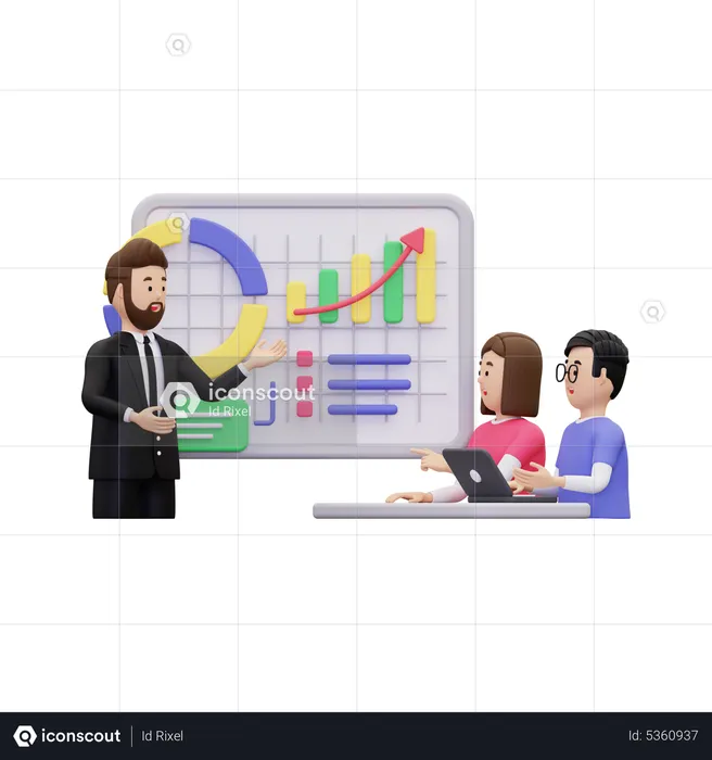 Man giving presentation to business partners  3D Illustration