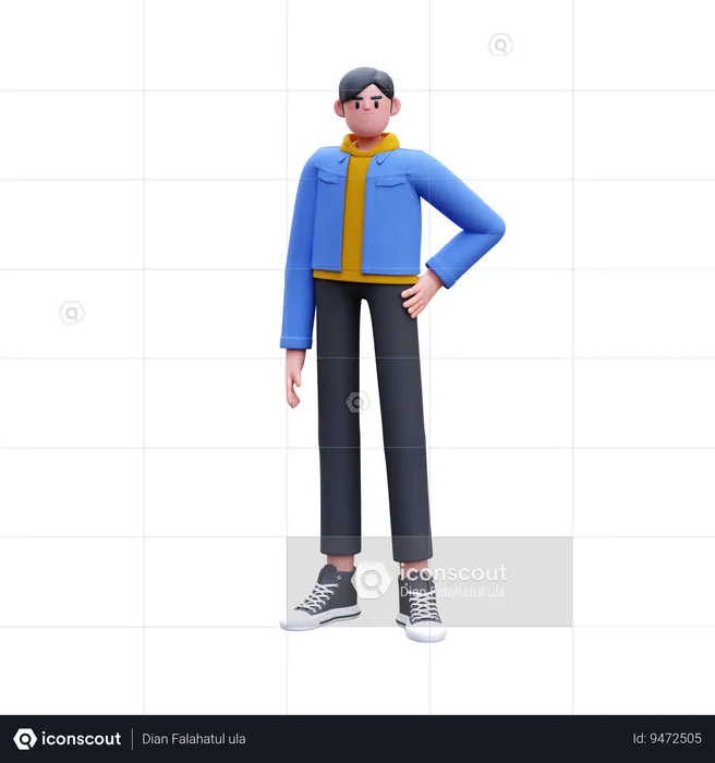 Man Giving Standing Pose  3D Illustration