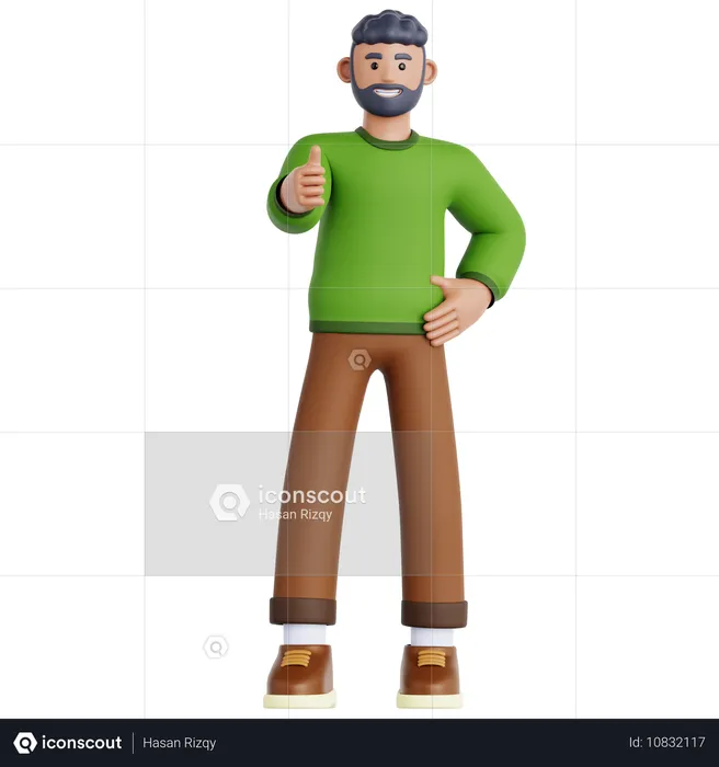 Man Giving Thumbs Up  3D Icon