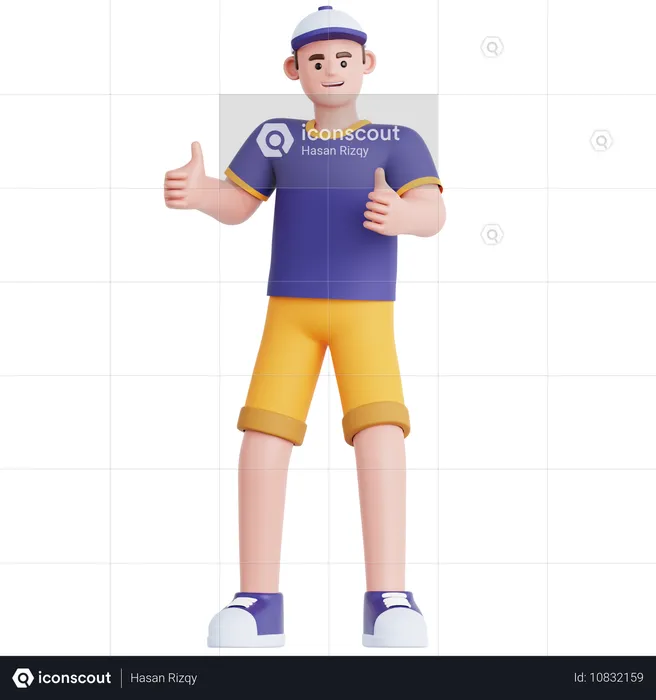 Man giving Two Thumbs Up  3D Illustration