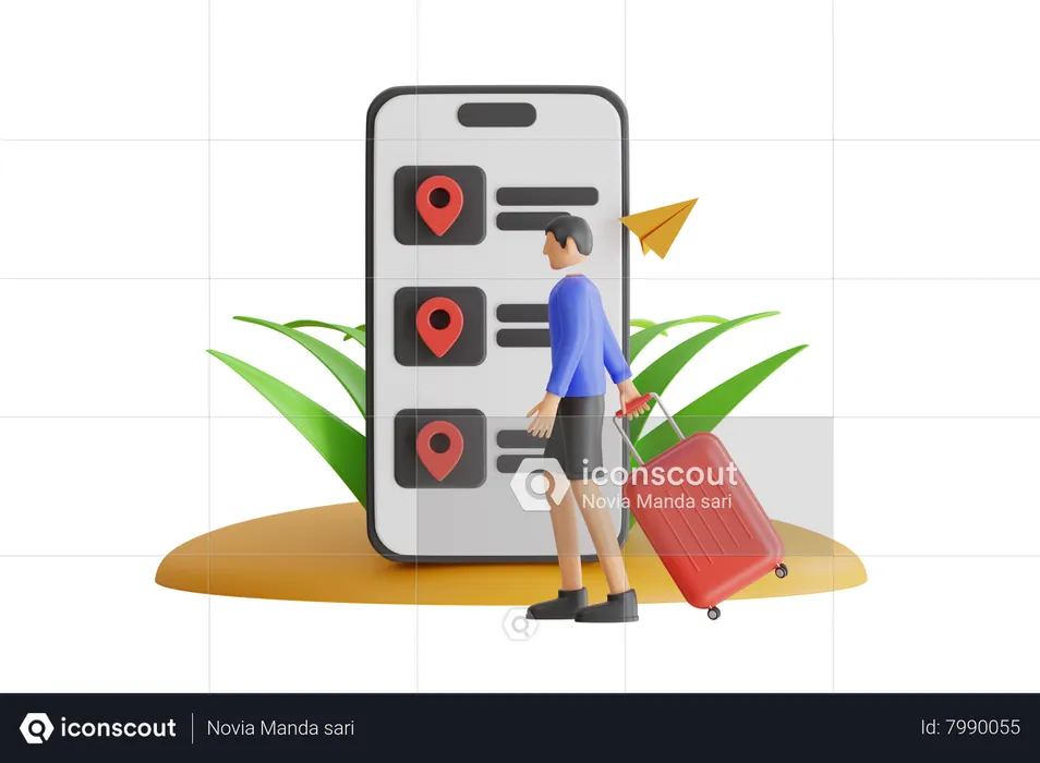 Man going for vacation  3D Illustration