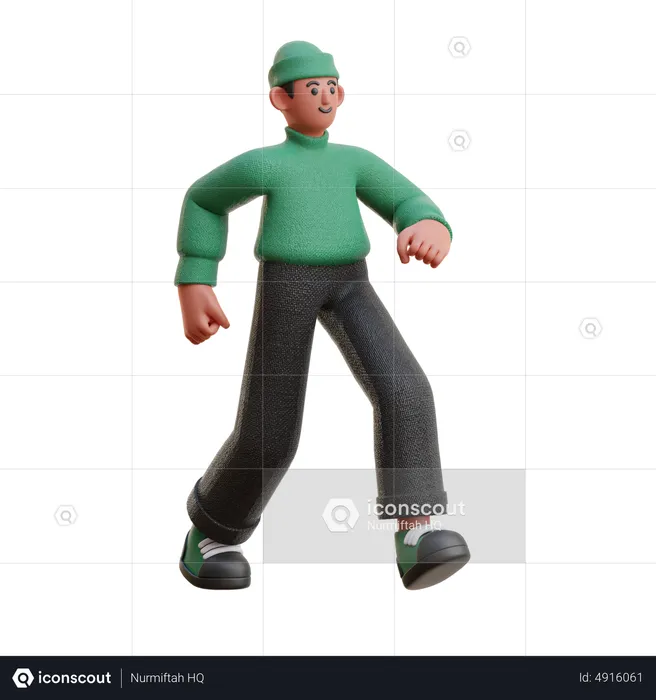 Man going for walk  3D Illustration