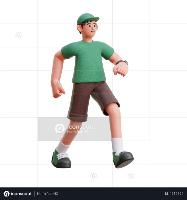 Man going for walk  3D Illustration