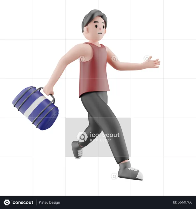 Man Going Gym With Bag  3D Illustration