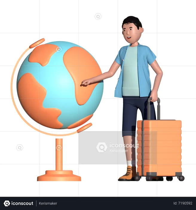Man going on international journey  3D Illustration