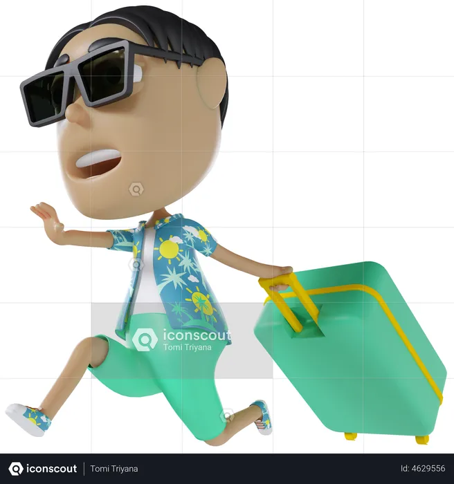 Man Going On Vacation  3D Illustration