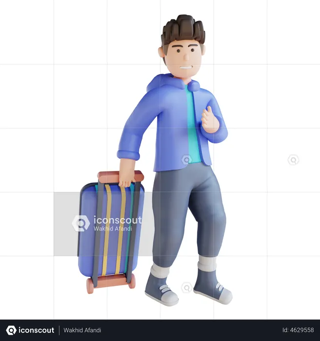 Man Going On Vacation  3D Illustration