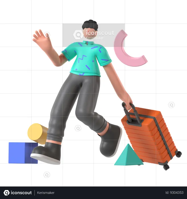 Man Going To Business Trip  3D Illustration