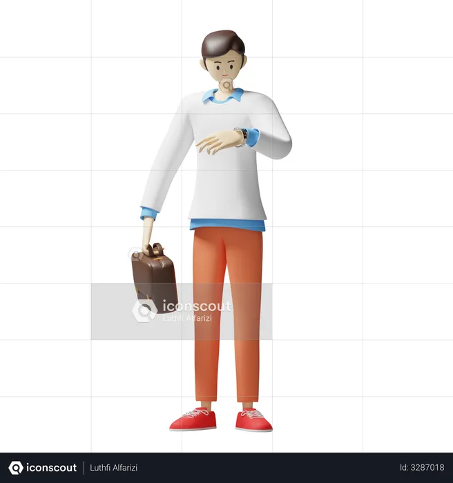 Man going to work  3D Illustration