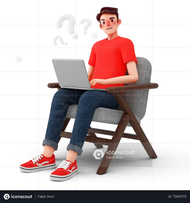 Man got confused while browsing online  3D Illustration