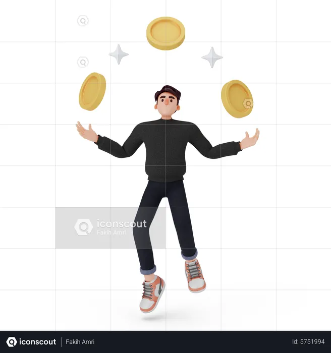 Man got investment growth  3D Illustration