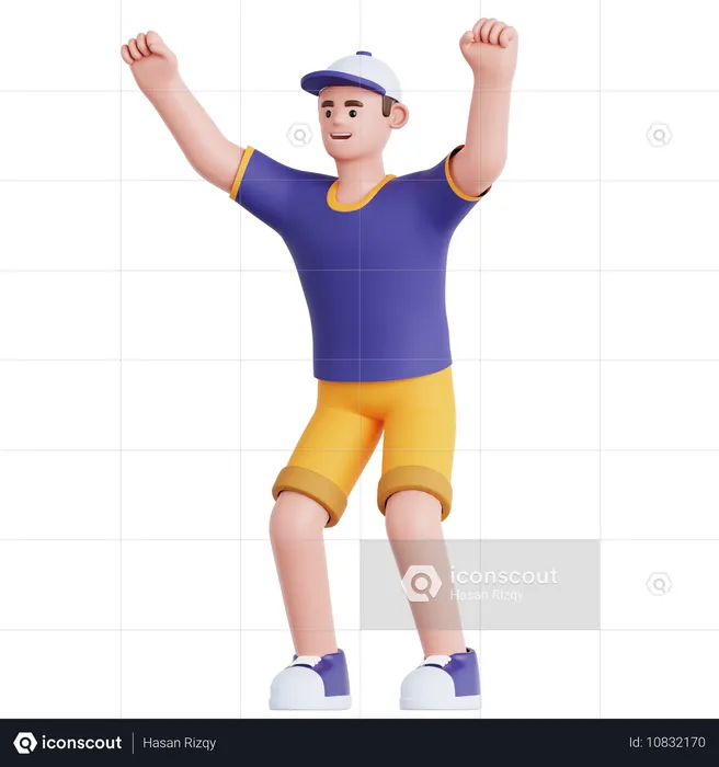 Man Happy Celebration  3D Illustration