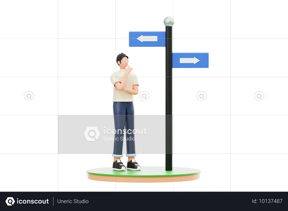 Man Having Decision Making  3D Illustration