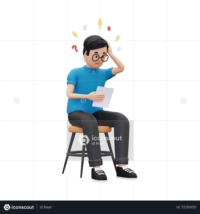 Man having stress due to work  3D Illustration