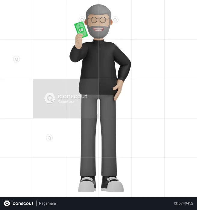 Man Hold Money  3D Illustration