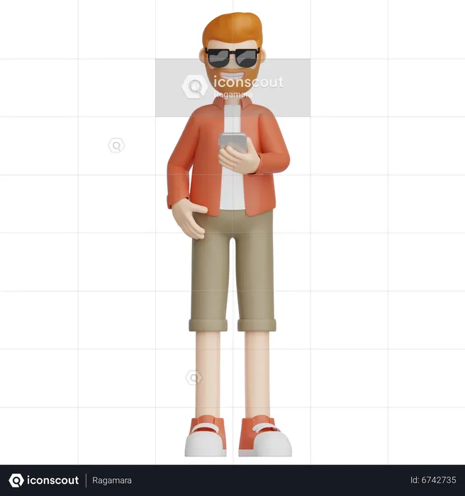 Man Hold Phone  3D Icon