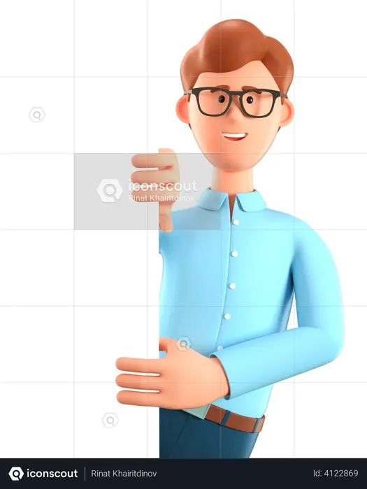Man holding a blank board  3D Illustration