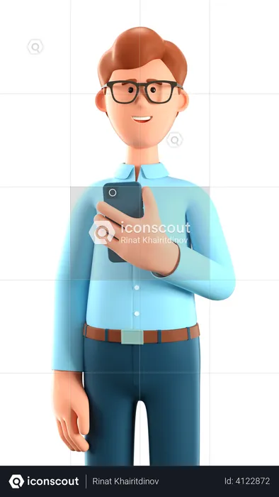 Man holding a smartphone  3D Illustration