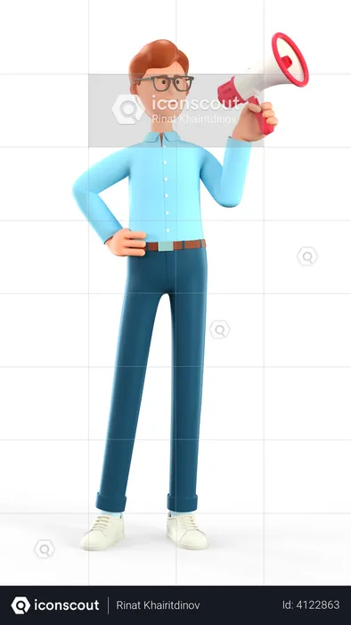 Man holding a speaker  3D Illustration