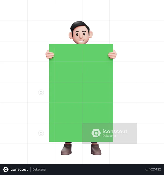Man holding advertisement banner  3D Illustration