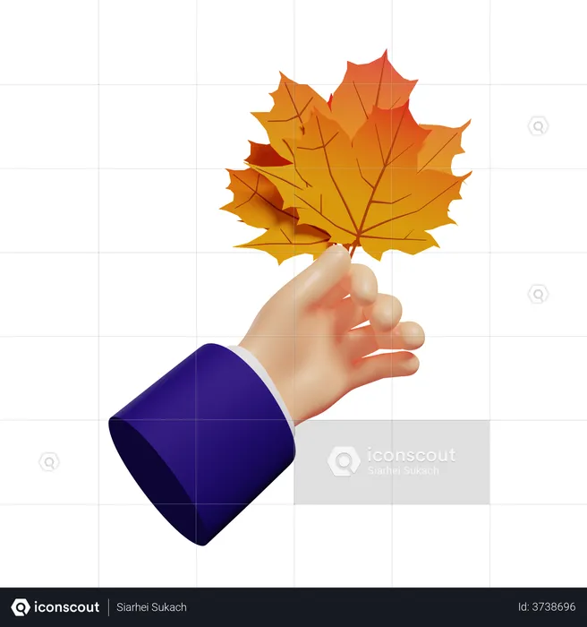 Man Holding Autumn Foliage  3D Illustration