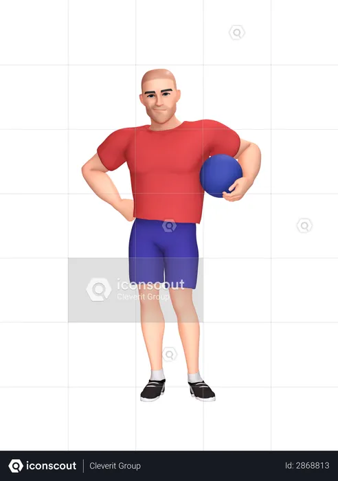 Man holding ball in hand  3D Illustration