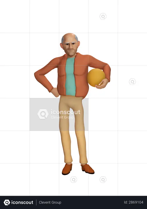 Man holding ball in hand  3D Illustration