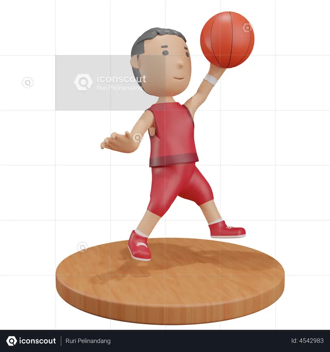 Man holding basketball  3D Illustration