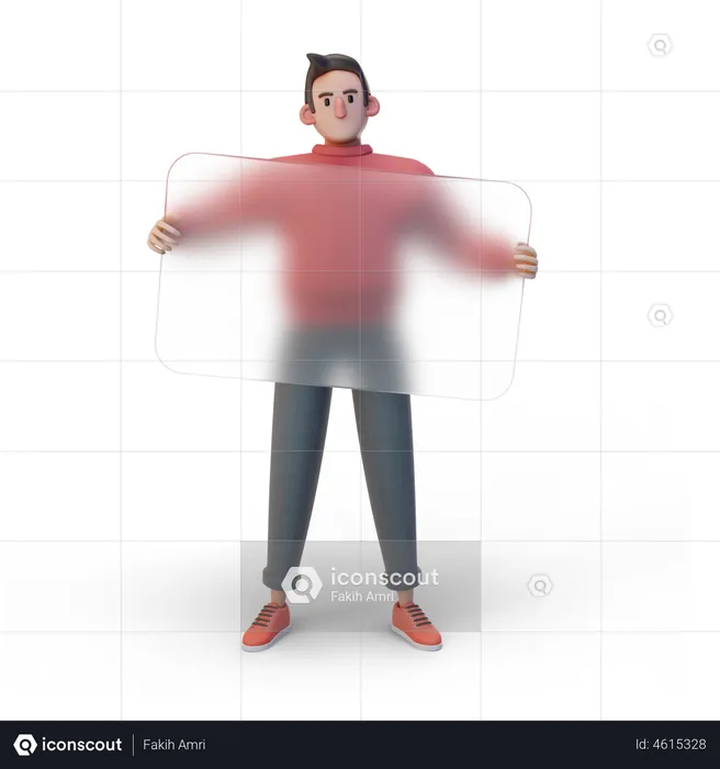 Man holding blank card  3D Illustration