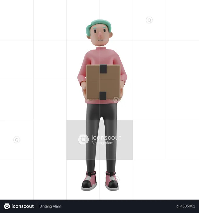 Man holding box  3D Illustration