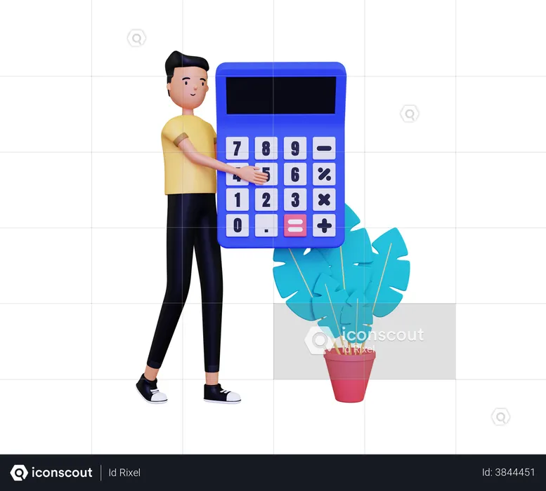 Man holding calculator  3D Illustration