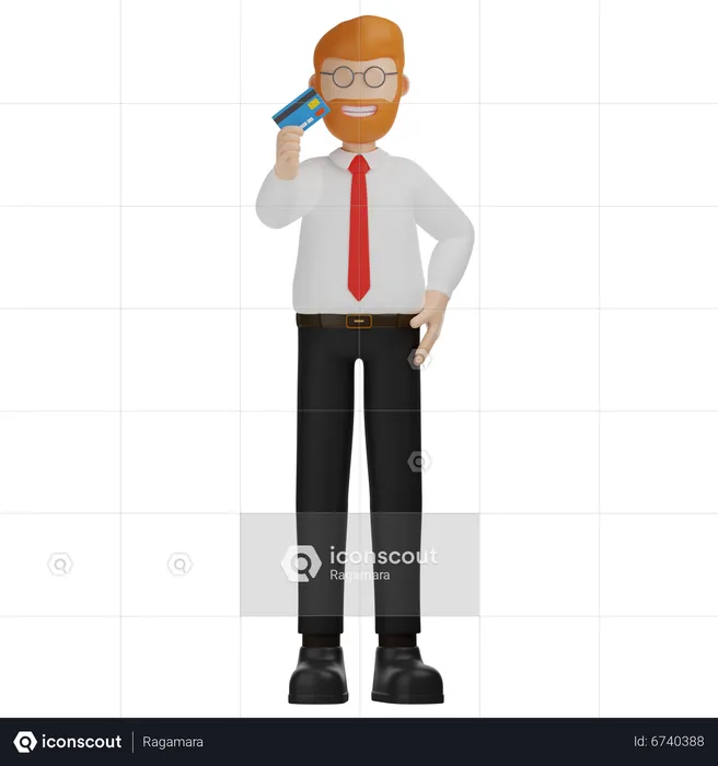 Man Holding Card  3D Illustration