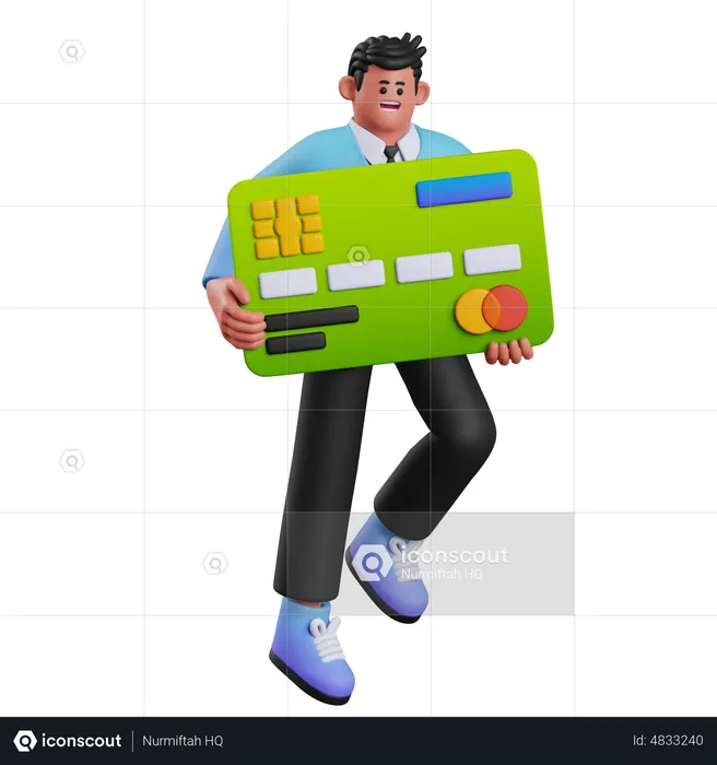 Man Holding Card  3D Illustration