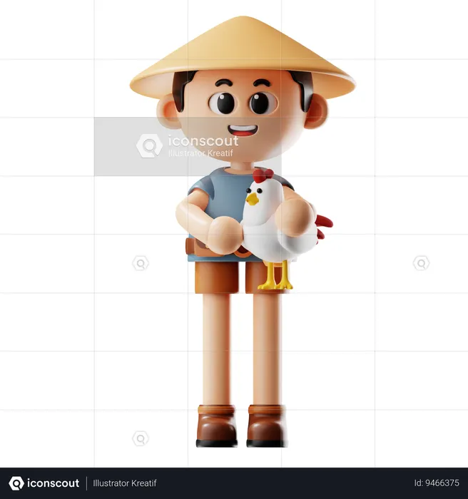 Man Holding Chicken  3D Icon