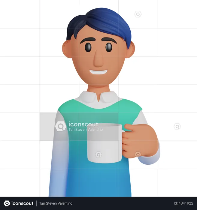 Man Holding Coffee Cup  3D Illustration