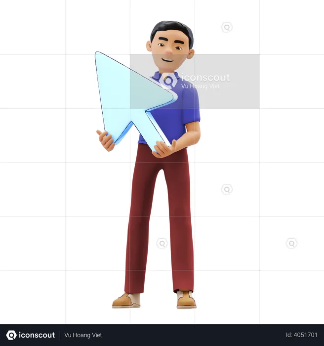Man holding Cursor  3D Illustration