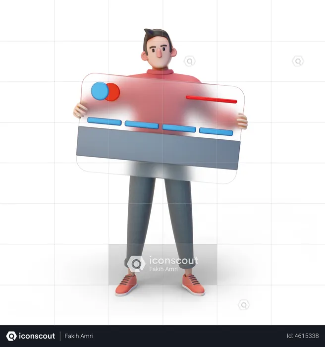 Man holding debit card  3D Illustration