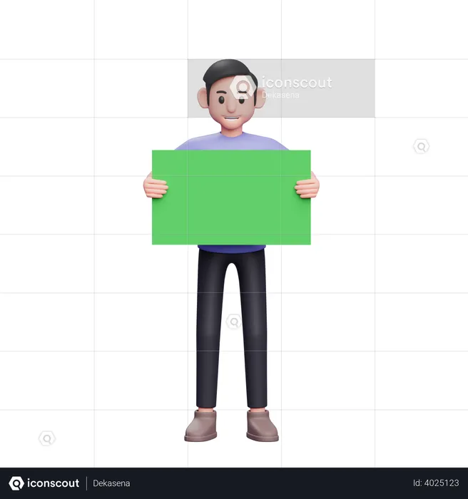 Man holding empty banner  3D Illustration