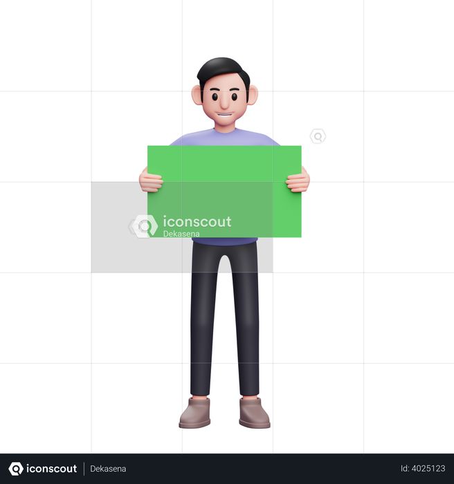 Man holding empty banner 3D Illustration